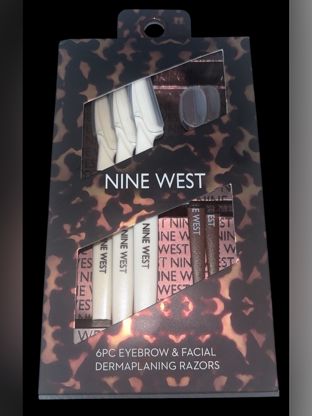Nine West Cream and Brown Eyebrow & Facial Dermaplaning Razor Set